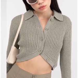 OAK + FORT cropped button front cardigan